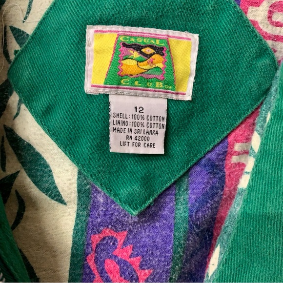 Vintage Casual Club Green 100% Cotton Drawstring Waist Lined Coat size 12 - Picture 13 of 14